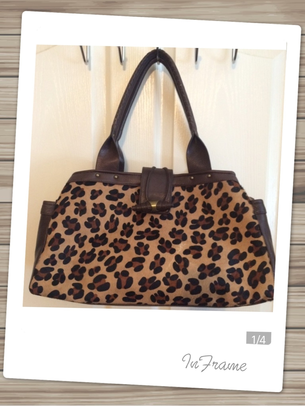 Kate Landry Leopard Print Leather Bag